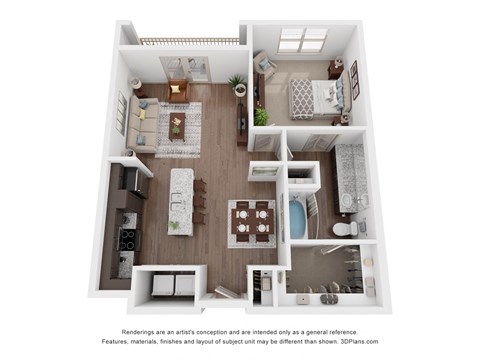 a 3d floor plan of a bedroom with a bathroom